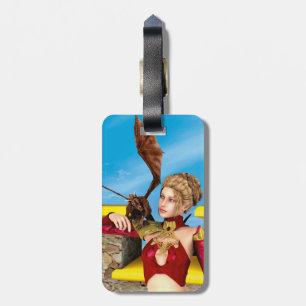 Fantasy Dragon Princess Digital Art Luggage Tag