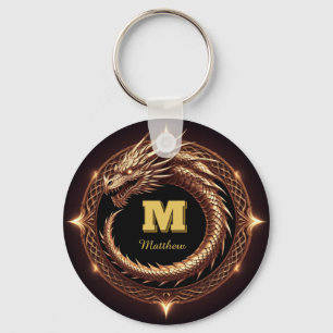 🐉 Fantasy Dragon Ring Frame Custom Initial Badge Keychain