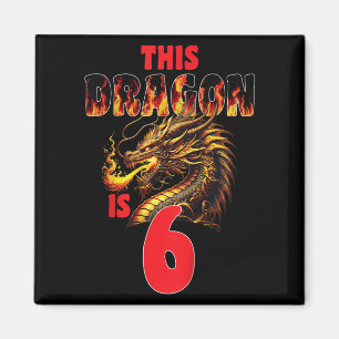 Fantasy Dragon Theme For Kids Turning 6 Birthday Magnet