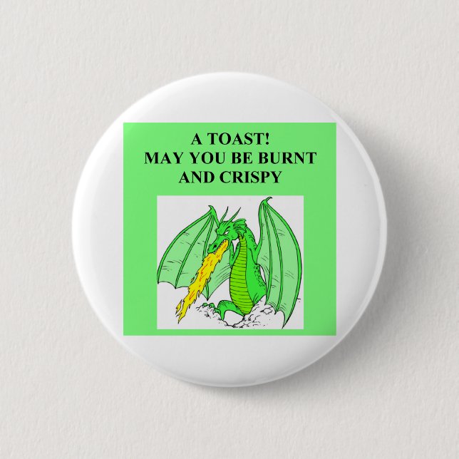 fantasy dragon toast 2 inch round button (Front)