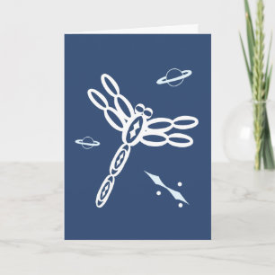 Fantasy Dragonfly and OuterSpace Rift, blue, white Card