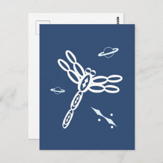 Fantasy Dragonfly and OuterSpace Rift, blue, white Postcard