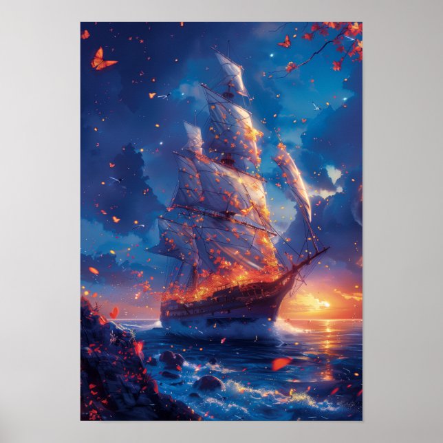Fantasy Dragonfly Ship Poster (Front)