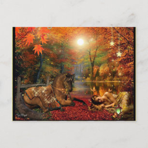 Fantasy Dreaming Girl and Horse Postcard