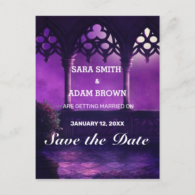 Fantasy East Arabian Nights Balcony Save the Date Announcement Postcard (Front)