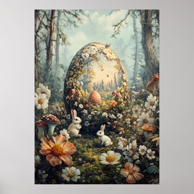 Fantasy Easter Egg in Forest Wall Art (Front)