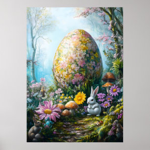 Fantasy Easter Egg in magical Forest Poster
