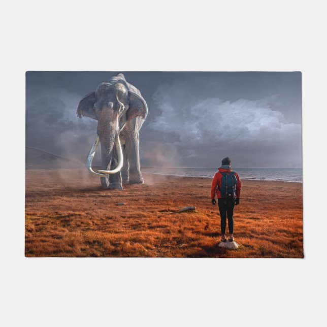 Fantasy Elephant and Man Doormat (Front)