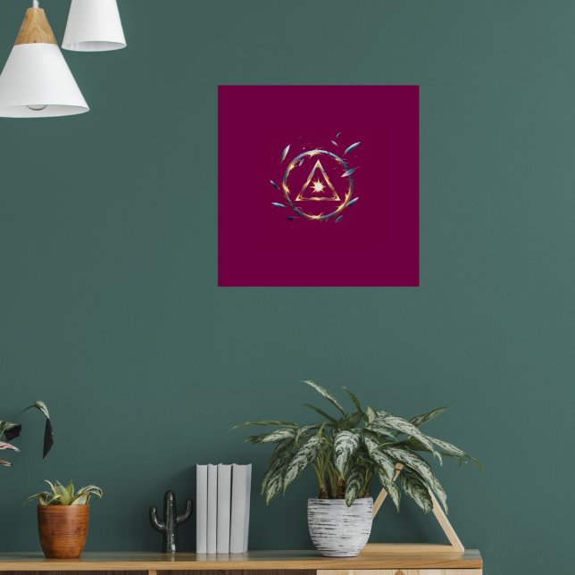 Fantasy Emblem with Floating Blades – Magical Ener Poster (Living Room 1)