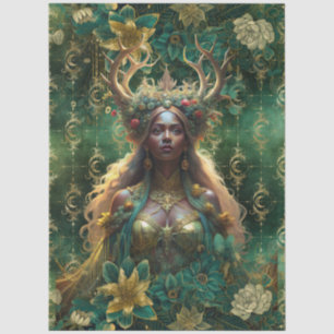 Fantasy Emerald Forest Queen Decoupage Tissue Paper