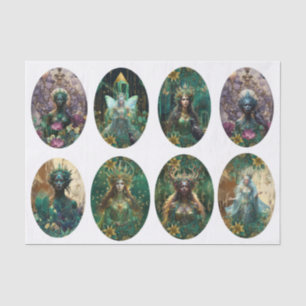 Fantasy Emerald Queens of the Forest Decoupage Tissue Paper