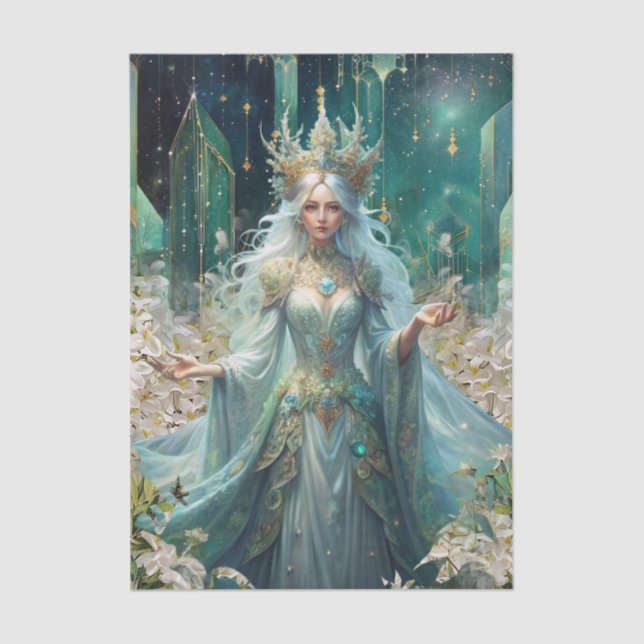 Fantasy Emerald Queens of the Forest Decoupage Tissue Paper (Front)