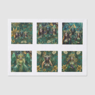 Fantasy Emerald Queens of the Forest Decoupage Tissue Paper