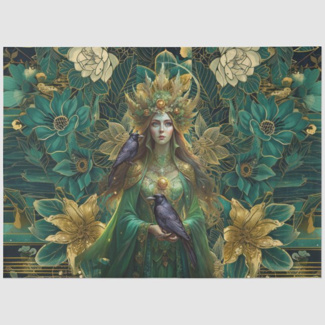 Fantasy Emerald Queens of the Forest Decoupage Tissue Paper (Front)