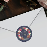 Fantasy Enchanted Floral Garden Wedding Classic Round Sticker<br><div class="desc">Elegant,  whimsical,  Fantasy Enchanted Floral Garden wedding design perfect for either an enchanted forest-themed celebration. This design features floral elements in a frame of green leaves,  and gold accents. Matching items in our shop for a complete party theme.</div>