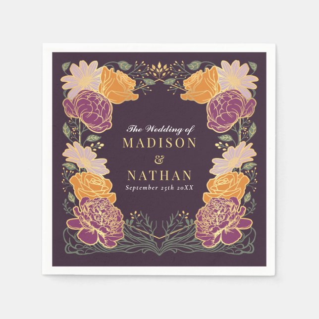Fantasy Enchanted Floral Garden Wedding  Napkin (Front)