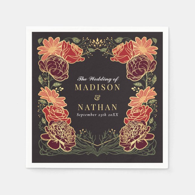 Fantasy Enchanted Floral Garden Wedding  Napkin (Front)