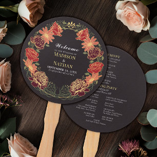 Fantasy Enchanted Floral Garden Wedding Program Hand Fan