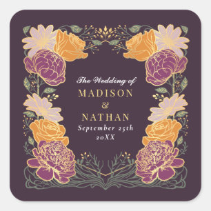Fantasy Enchanted Floral Garden Wedding Square Sticker