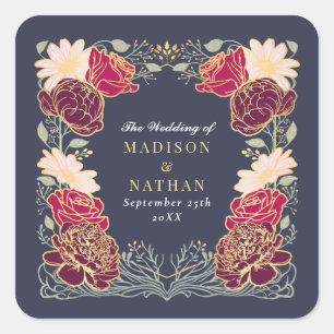 Fantasy Enchanted Floral Garden Wedding Square Sticker