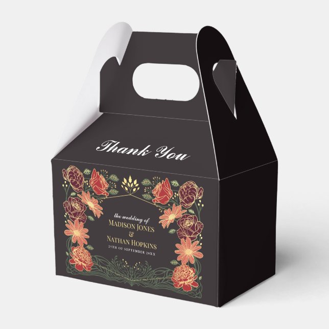 Fantasy Enchanted Red Floral Garden Wedding Favor Box (Front Side)