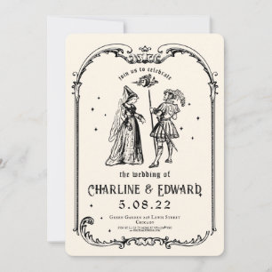 Fantasy Engraving Art Medieval Wedding Invitation