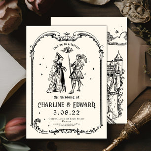 Fantasy Engraving Art Medieval Wedding Invitation