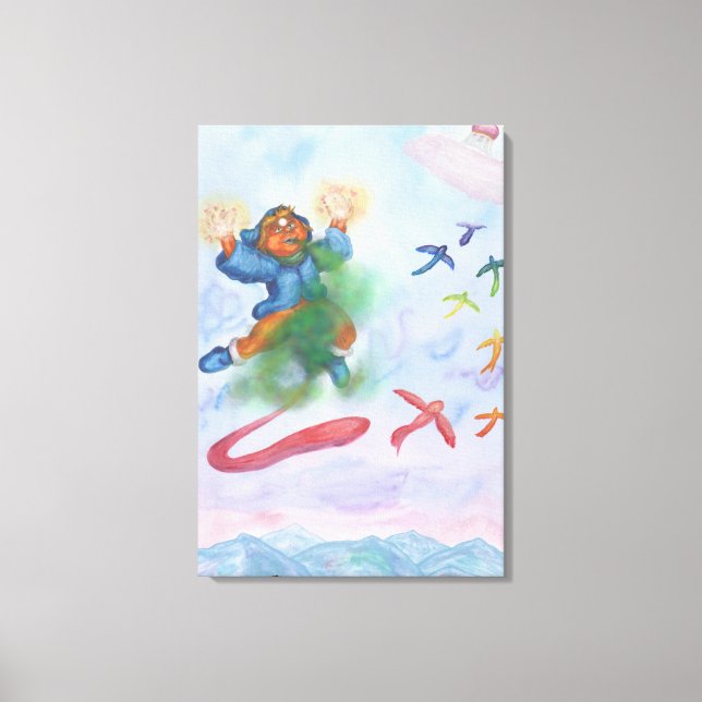 Fantasy Eros God Light Dimension Watercolour Love Canvas Print (Front)