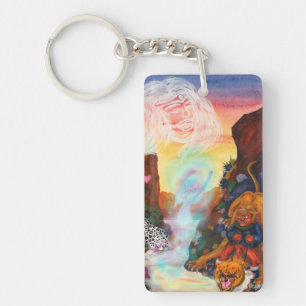 Fantasy Eros Lion Princess Goddess Snow Leopard Keychain