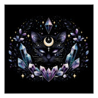 Fantasy Esoteric Crystal Black Cat