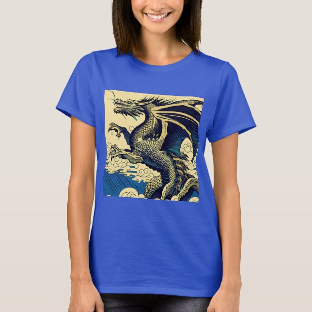 Fantasy European Dragon - Woodcut 3 T-Shirt (Front)