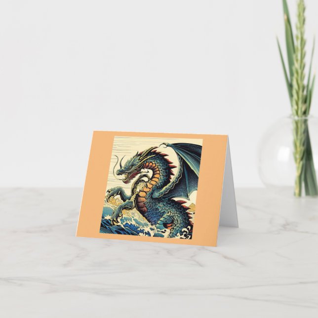 Fantasy European Dragon - Woodcut 4 Card (Front)