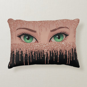 Fantasy Eyes With Rose Gold Dripping Accent Pillow
