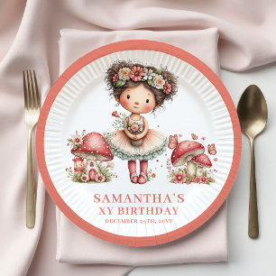 Fantasy Fairy 1st Birthday Blush Pink Floral Paper Plate