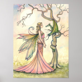 Fantasy Fairy and Dragon Art by Molly Harrison Poster