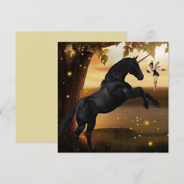 Fantasy Fairy & Black Unicorn (Front/Back)
