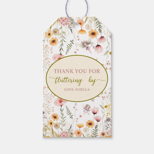 Fantasy Fairy First Wildflower Gift Tags (Front)