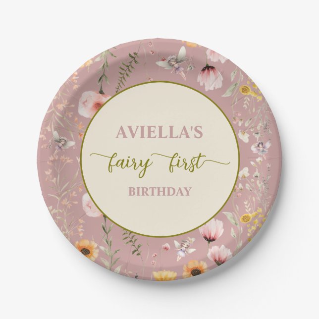 Fantasy Fairy First Wildflower  Paper Plate (Front)