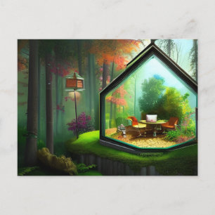 Fantasy Fairy House in a Terrarium in the Forest Postcard