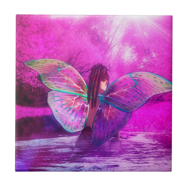 Fantasy fairy in the river in purple forest tile (Front)