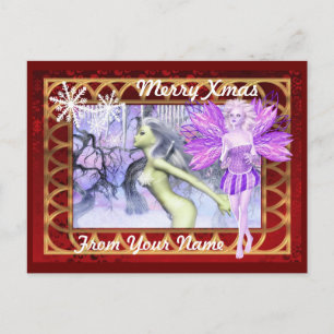 Fantasy fairy  personalized  christmas holiday postcard
