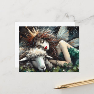 Fantasy Fairy Queen and Her Sheep Postcard