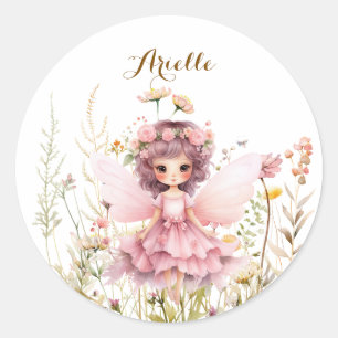 Fantasy Fairy wildflower pastel  Classic Round Sticker