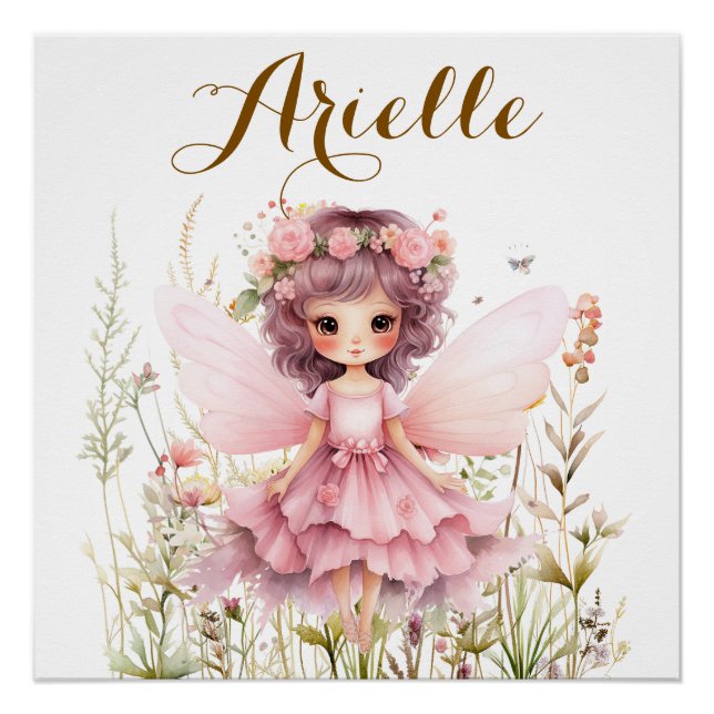 Fantasy Fairy wildflower pastel glossy Poster (Front)