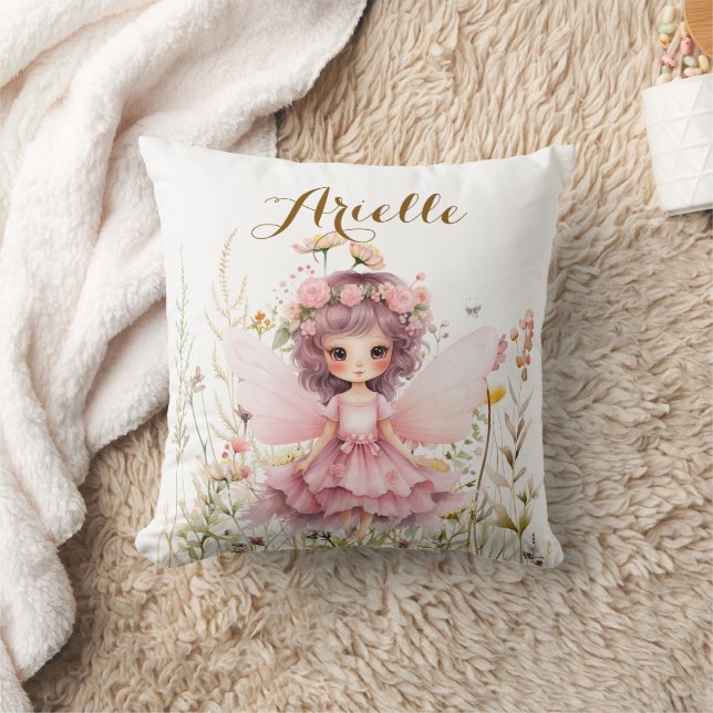Fantasy Fairy wildflower pastel  Throw Pillow (Blanket)