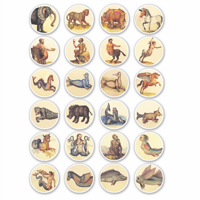 fantasy fairytale beast art circles collage sheet  (Front)