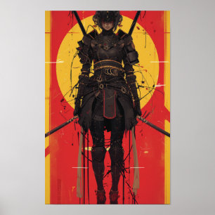 Fantasy Female Warrior in a Black Costume Poster 