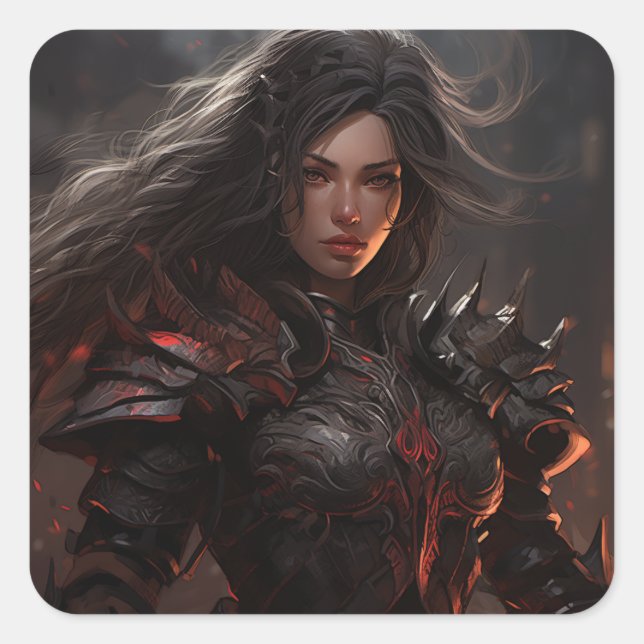Fantasy Female Warrior Knight - Sticker (Front)