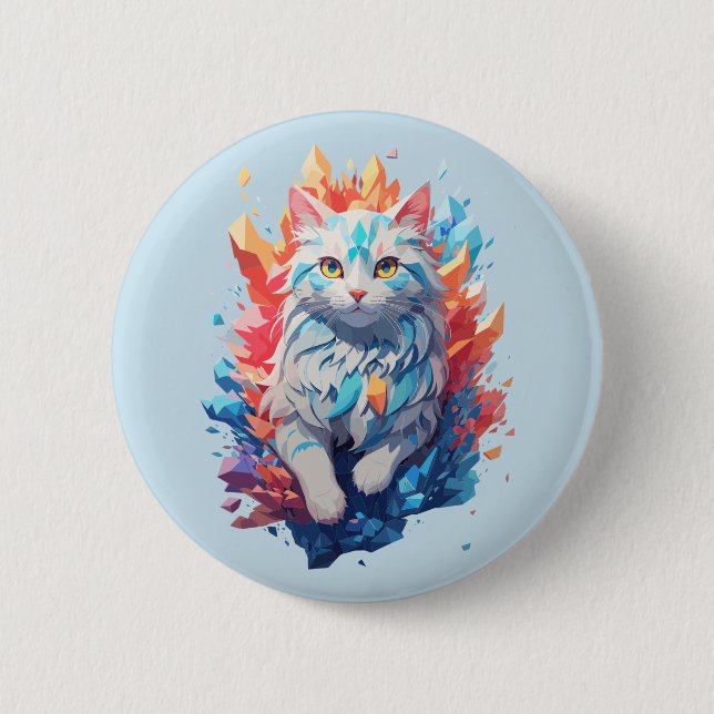Fantasy Fire and Ice Cat 2 Inch Round Button (Front)