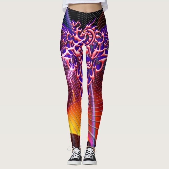 Fantasy Fire Breathing Dragon Leggings (Front)